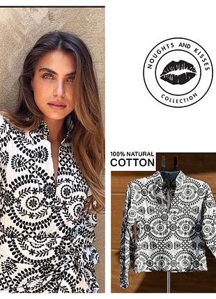 Noughts &amp; kisses англия роскошная блуза с вышивкой хлопок черно-белый м