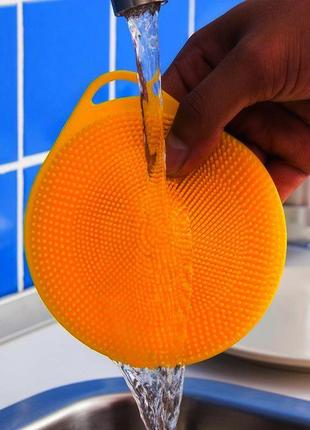 Силіконова губка для миття посуду silicone sponge orange