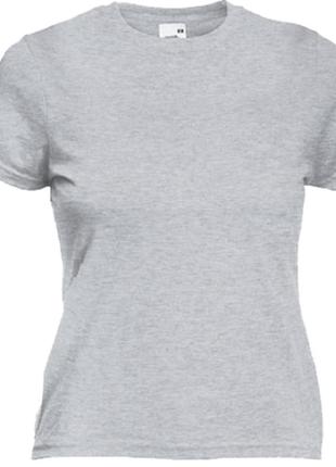 Серая женская футболка без принтов и рисунков с коротким рукавом на обхват груди 92см m