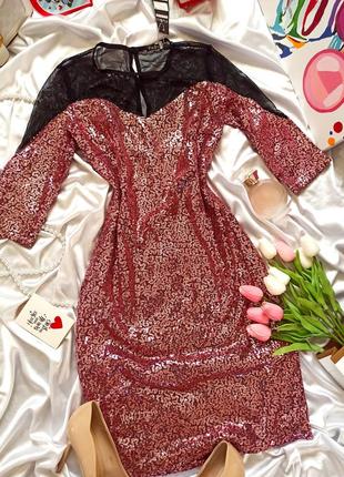 Платье с паетками / с сеткой / розового цвета / обтягивающее / по фигуре / праздничное2 фото
