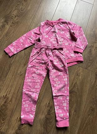 Костюм розовый с кошечками 5-6 лет  mothercare