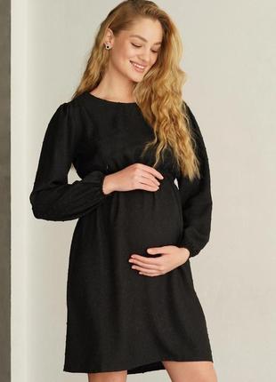 Платье для беременных и кормящих мам с секретом для кормления черное хлопковое, 5497763-ч5 фото