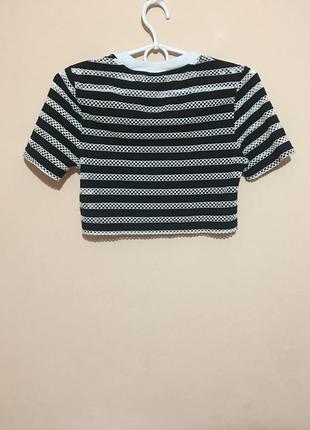 Полосатый кроп топ topshop striped airtex crop tee в сеточку7 фото