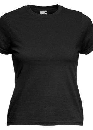 Женская футболка черного цвета с короткими рукавами на обхват груди 90см m