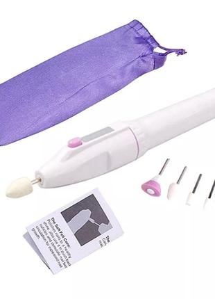 Фрезер ручка и 5 насадок для ногтей на батарейках, портативный аппарат для маникюра и педикюра,фреза,дрель для манікюру та педикюру5 фото