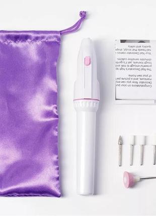 Фрезер ручка и 5 насадок для ногтей на батарейках, портативный аппарат для маникюра и педикюра,фреза,дрель для манікюру та педикюру6 фото