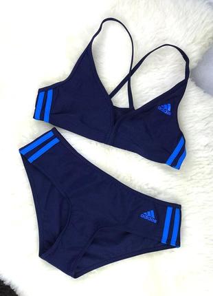 Купальник спортивный adidas раздельный темно-синего цвета1 фото