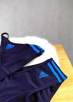 Купальник спортивный adidas раздельный темно-синего цвета2 фото