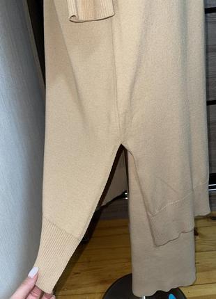 Трикотажный бежевый брючный костюм брюки кюлоты7 фото