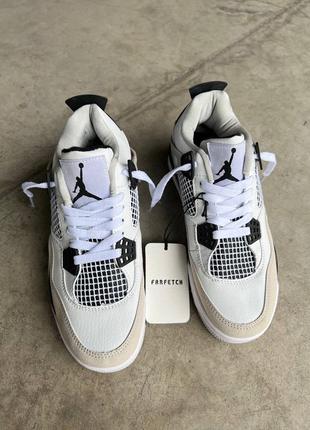 Крутые женские унисекс кроссовки our Air Jordan page 4 military premium бежевые с молочным7 фото