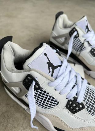 Крутые женские унисекс кроссовки our Air Jordan page 4 military premium бежевые с молочным10 фото