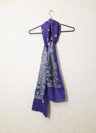 Красивый шарф палантин накидка сиреневая с орнаментом люрексовая нить полосками демисезон женский7 фото