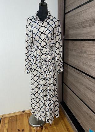 Длинное платье платье рубашка с поясом1 фото