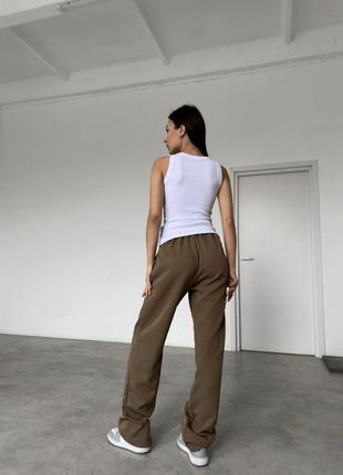 Трендові базові жіночі штани зі стрілками, повсякденні штани кльош палаццо на високій посадці6 фото