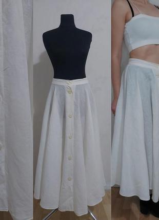 Льняная юбка 100%- лен по длине на пуговицах puro lino marella italy, max mara2 фото