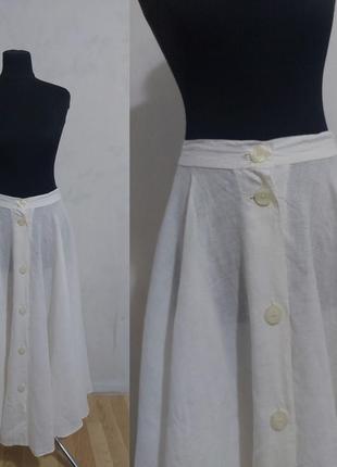 Льняная юбка 100%- лен по длине на пуговицах puro lino marella italy, max mara3 фото