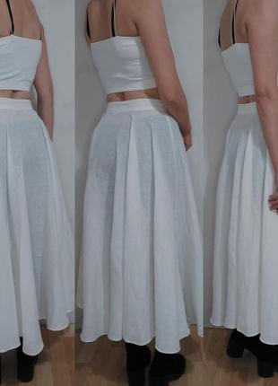 Льняная юбка 100%- лен по длине на пуговицах puro lino marella italy, max mara6 фото