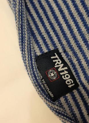 Terranova бренд симпатичный тёплый шарф круговой снуд серо-синий в полоску на девушку/женский9 фото