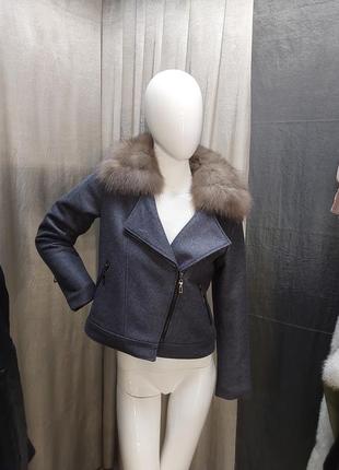 Жіноча косуха куртка, матеріал турецький кашемір, з песцевим коміром8 фото