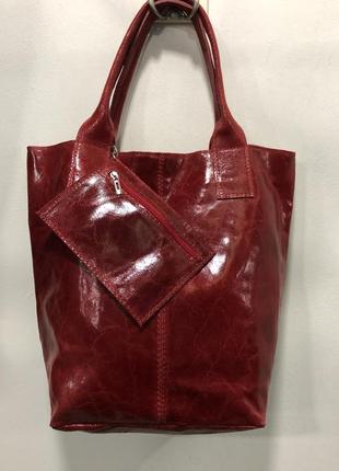 Красная кожаная сумка2 фото
