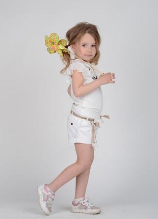 Модные детские шорты для девочки с поясом byblos италия bj1723 белый 98.топ!4 фото