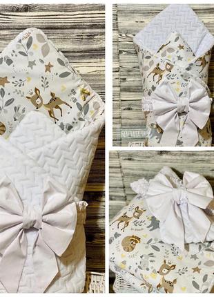 Конверт-одеялко на выписку с роддома, конверт для младенцев, одеялко для малыша2 фото