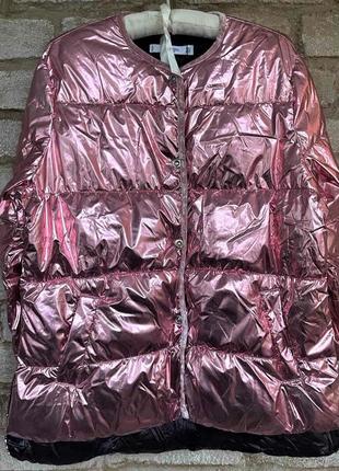 1, женская перламутровая  стильная осенняя куртка mango манго размер l4 фото