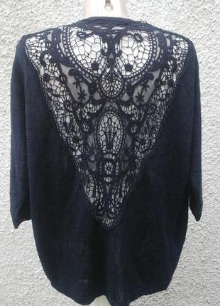 Черный кардиган с кружевом по спинке