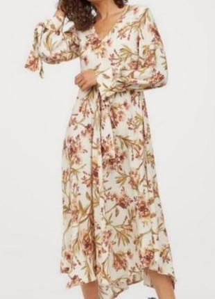 Плаття сукгя із візкози в квітах міді. h,&m1 фото