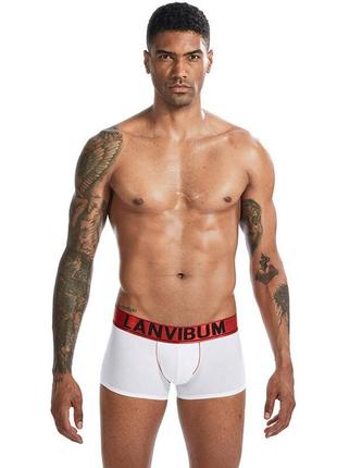 Боксеры мужские lanvibum белые с красной резинкой
