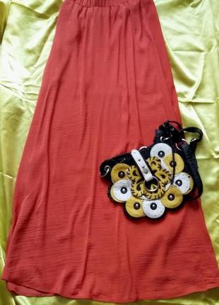 Шикарная терракотовая юбка - макси от stradivatius, размер s1 фото