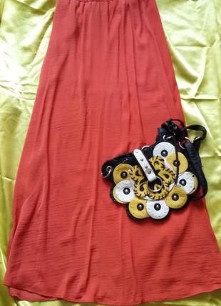 Шикарная терракотовая юбка - макси от stradivatius, размер s2 фото