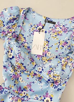 Чарівна сатинова сукня в квіти zara найкраща ціна2 фото