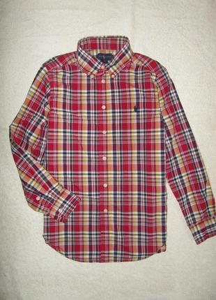 Котоновая рубашка ralph lauren на 10-12 лет в состоянии новой. производство индонезия.