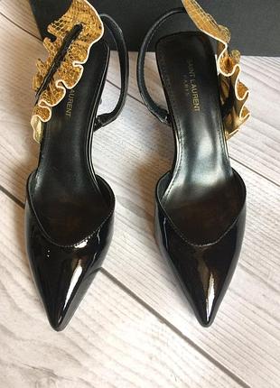 Туфли лаковые чeрные лодочки под ysl
