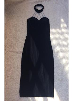 Нарядное велюровое платье с камнями c&a