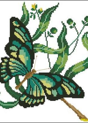 Набір для вишивання хрестиком. розмір: 18*22 см зелений метелик