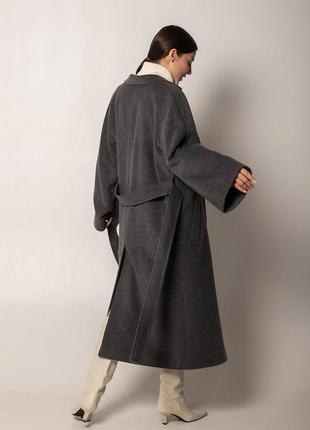Демисезонное пальто темно-серое кашемировое пальто шерстяное из шерсти демисезонное зимнее в стиле zara massimo dutti reserved asos mango cos h&amp;m3 фото