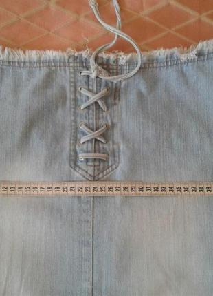 Юбка джинсовая со шнуровкой8 фото