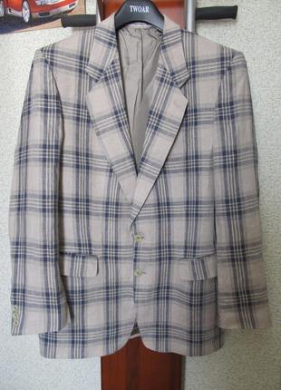 Льняний стильний річний жакет піджак у клітинку angelo litrico