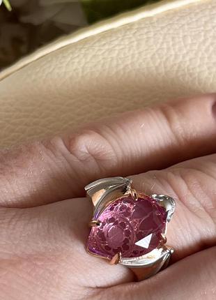 Готическое кольцо с витражами летучая мышь и розовым кристаллом5 фото
