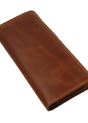 Женский тонкий кожаный кошелек купюрник клатч лонгер из натуральной кожи светло-коричневый2 фото