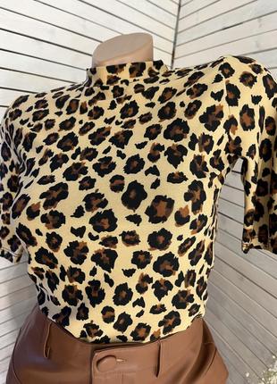 Леопардовый топ, юбка из эко кожи коричневая💔3 фото