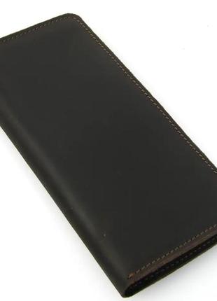 Женский тонкий кожаный кошелек купюрник клатч лонгер из натуральной кожи коричневый2 фото