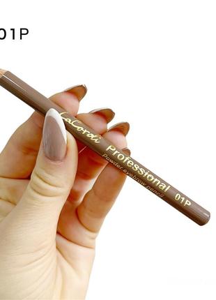Пудровый карандаш для бровей lacordi 01p светло-коричневый - без щёточки1 фото