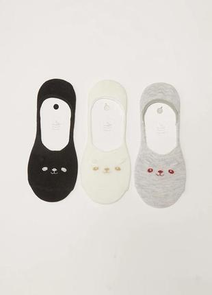 36-38/39-40 р нові фірмові шкарпетки жіночі з візерунком слідочки 3 пари lc waikiki вайкікі носки