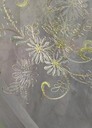 Тюль з візерунком, зелена тюль, розпродаж.