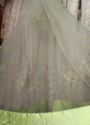 Тюль з візерунком, зелена тюль, розпродаж.