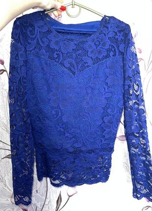 Синий! гипюровый костюм