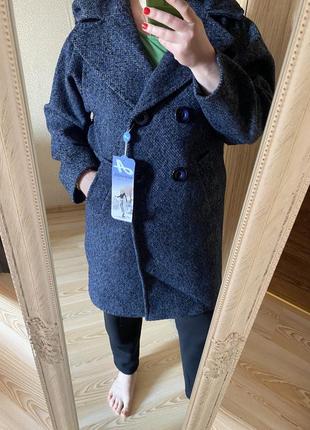 Новое крутое базовое стильное твидовое пальто 48-50 р3 фото